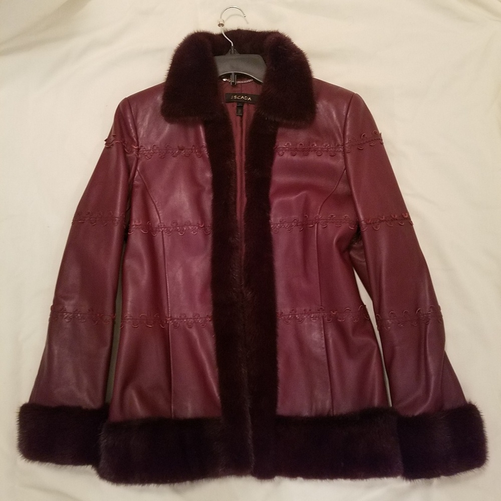 Escada Leather Lamb and Mink Jacket